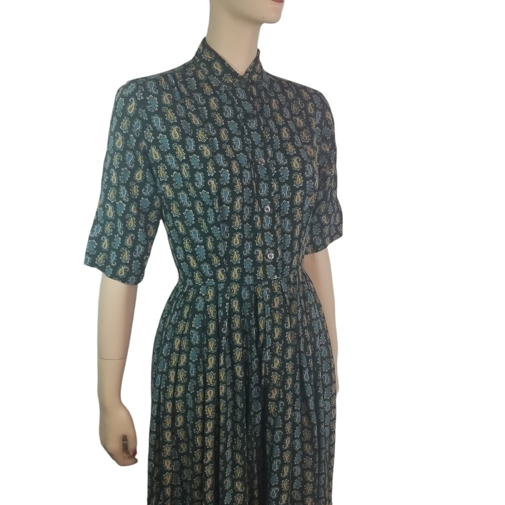 Vtg 50s mcm midcentury paisley cotton day dress - Picture 4 of 11